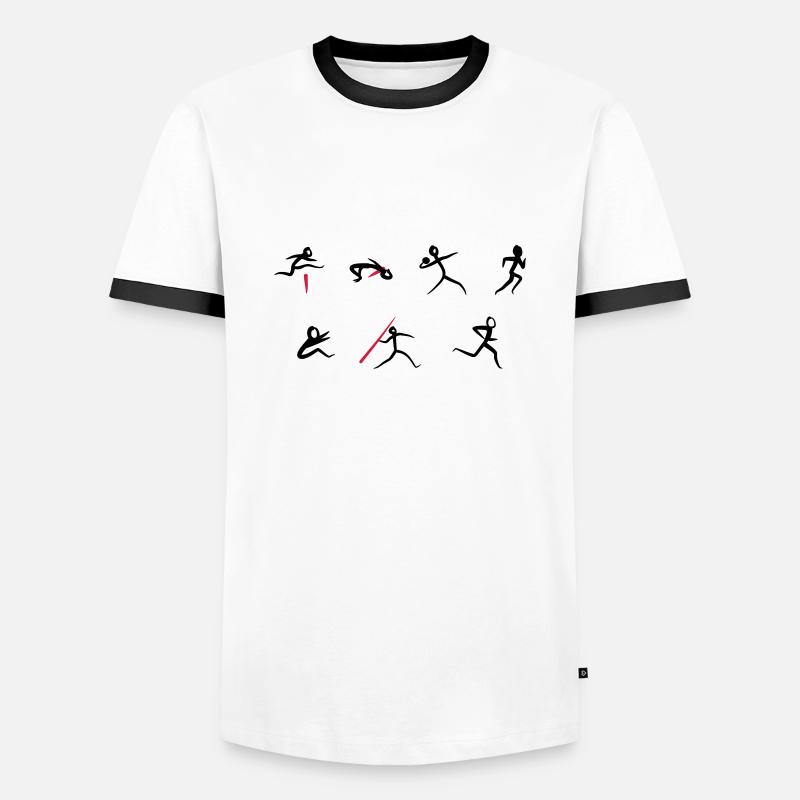 Leichtathletik, Siebenkampf - Männer Kontrast-T-Shirt - Weiß/Schwarz
