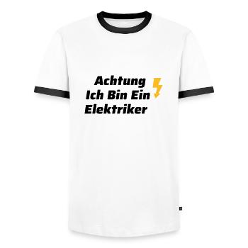Lustige Elektriker Elektrizität Outfit - Männer Kontrast-T-Shirt - Weiß/Schwarz - Vorne - AI Model Female 172 light (172cm) & AI Model Male 178 dark (178cm)