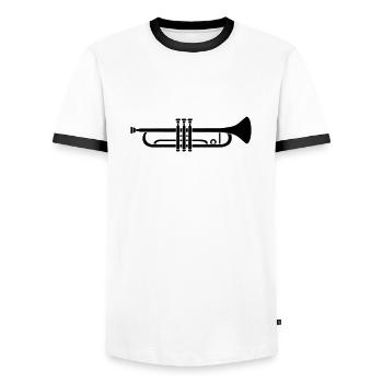 Instrument Music Trumpet - Men's Ringer Shirt - white/black - Front - AI Model Female 172 light (172cm) & AI Model Male 178 dark (178cm)