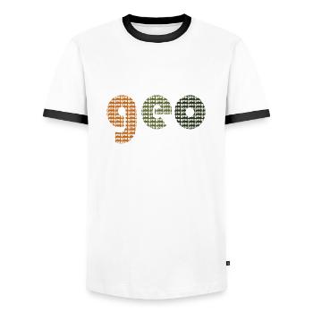 Géo - T-shirt contrasté Homme - blanc/noir - Devant - AI Model Female 172 light (172cm) & AI Model Male 178 dark (178cm)