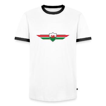 Wales Fan World Cup - Men's Ringer Shirt - white/black - Front - AI Model Female 172 light (172cm) & AI Model Male 178 dark (178cm)