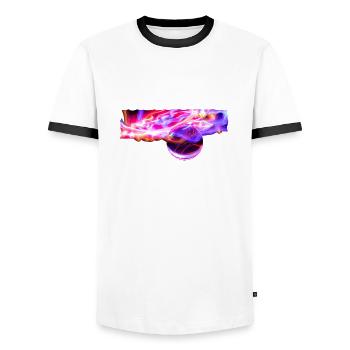 Crystal ball in the play of lights - Men's Ringer Shirt - white/black - Front - AI Model Female 172 light (172cm) & AI Model Male 178 dark (178cm)
