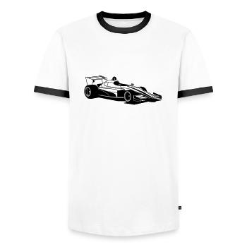 sports car, - Men's Ringer Shirt - white/black - Front - AI Model Female 172 light (172cm) & AI Model Male 178 dark (178cm)