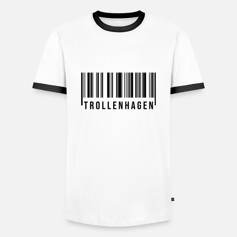 Trollenhagen Strichcode - Männer Kontrast-T-Shirt - Weiß/Schwarz