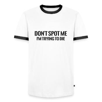 Dictons amusants, fitness, sport, musculation - T-shirt contrasté Homme - blanc/noir - Devant - AI Model Female 172 light (172cm) & AI Model Male 178 dark (178cm)