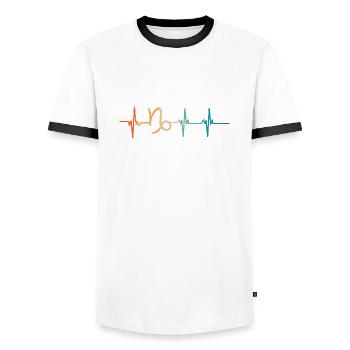 Battement de cœur signe astrologique capricorne - T-shirt contrasté Homme - blanc/noir - Devant - AI Model Female 172 light (172cm) & AI Model Male 178 dark (178cm)
