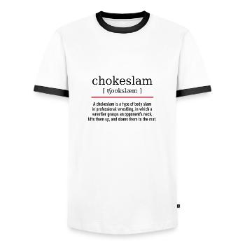 chokeslam - spelling and description - Männer Kontrast-T-Shirt - Weiß/Schwarz - Vorne - AI Model Female 172 light (172cm) & AI Model Male 178 dark (178cm)