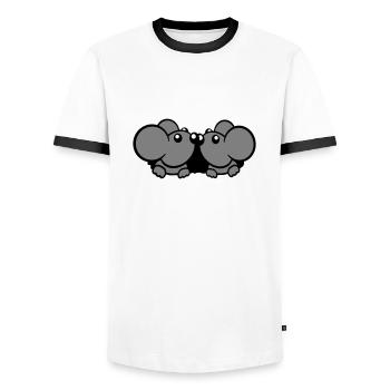 2 Mäuse Paar Zwei Verliebt Valentinstag Mauseloch - Männer Kontrast-T-Shirt - Weiß/Schwarz - Vorne - AI Model Female 172 light (172cm) & AI Model Male 178 dark (178cm)