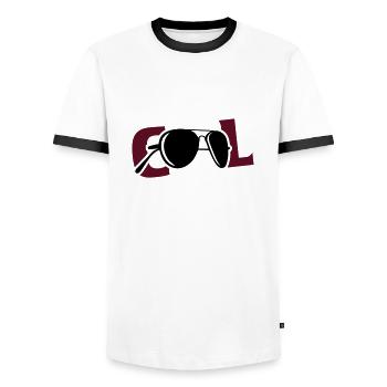 COOL - Männer Kontrast-T-Shirt - Weiß/Schwarz - Vorne - AI Model Female 172 light (172cm) & AI Model Male 178 dark (178cm)