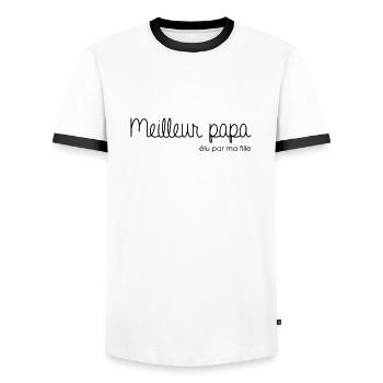 Meilleur papa élu par ma fille - T-shirt contrasté Homme - blanc/noir - Devant - AI Model Female 172 light (172cm) & AI Model Male 178 dark (178cm)