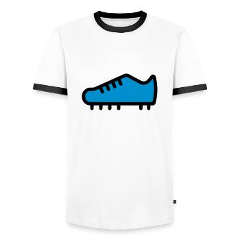 football boot - Men's Ringer Shirt - white/black - Front - AI Model Female 172 light (172cm) & AI Model Male 178 dark (178cm)