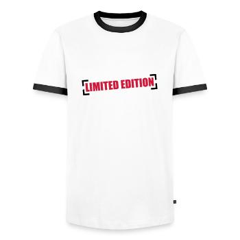 Limited Edition - Men's Ringer Shirt - white/black - Front - AI Model Female 172 light (172cm) & AI Model Male 178 dark (178cm)