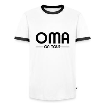 Oma on Tour - Men's Ringer Shirt - white/black - Front - AI Model Female 172 light (172cm) & AI Model Male 178 dark (178cm)