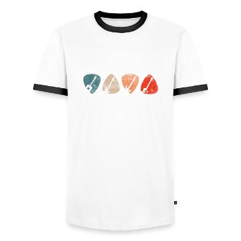 Gitarristen Musik Gitarren Musiker Gitarrist - Männer Kontrast-T-Shirt - Weiß/Schwarz - Vorne - AI Model Female 172 light (172cm) & AI Model Male 178 dark (178cm)