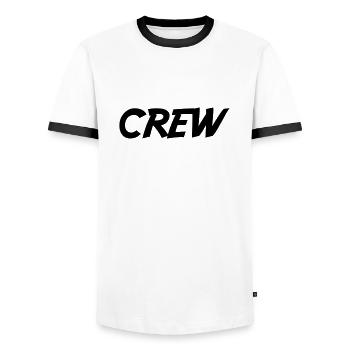 Crew - Men's Ringer Shirt - white/black - Front - AI Model Female 172 light (172cm) & AI Model Male 178 dark (178cm)