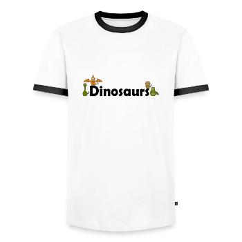 Dino Dinosaurier - Männer Kontrast-T-Shirt - Weiß/Schwarz - Vorne - AI Model Female 172 light (172cm) & AI Model Male 178 dark (178cm)