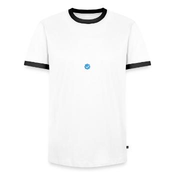 Vos commentaires sont appréciés maintenant Payez 8 dollars - T-shirt contrasté Homme - blanc/noir - Devant - AI Model Female 172 light (172cm) & AI Model Male 178 dark (178cm)