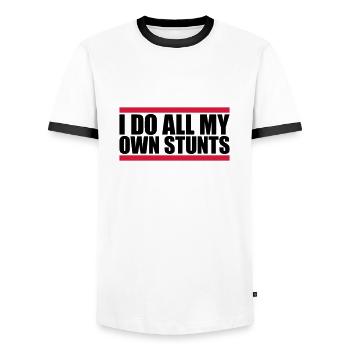 Toutes mes propres cascades - T-shirt contrasté Homme - blanc/noir - Devant - AI Model Female 172 light (172cm) & AI Model Male 178 dark (178cm)