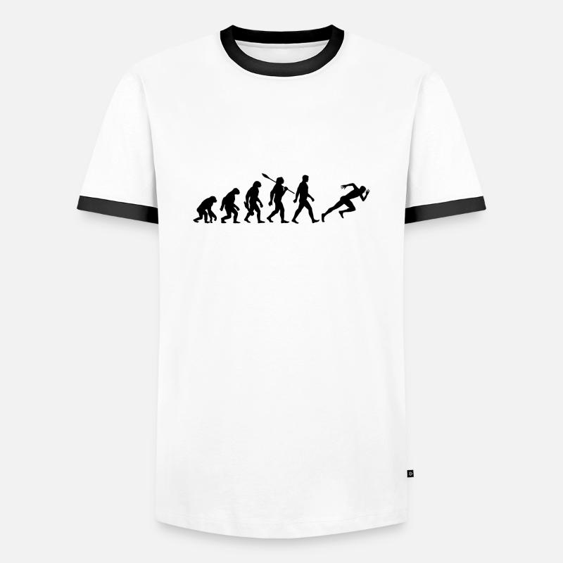 Evolution Sprinter - Leichtathletik - Männer Kontrast-T-Shirt - Weiß/Schwarz