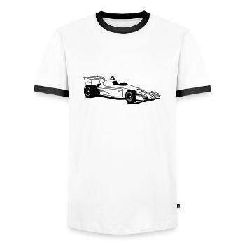 sports car - Men's Ringer Shirt - white/black - Front - AI Model Female 172 light (172cm) & AI Model Male 178 dark (178cm)