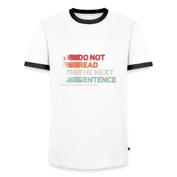 Cool Saying: Do Not Read - Funny Design - Men's Ringer Shirt - white/black - Front - AI Model Female 172 light (172cm) & AI Model Male 178 dark (178cm)