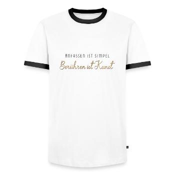 Anfassen ist simpel berühren eine Kunst - Männer Kontrast-T-Shirt - Weiß/Schwarz - Vorne - AI Model Female 172 light (172cm) & AI Model Male 178 dark (178cm)