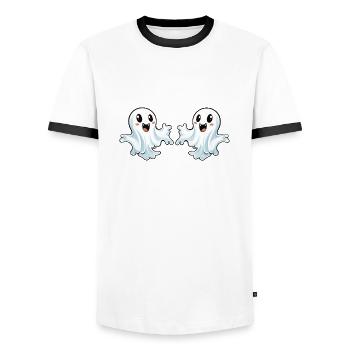 Ghosts Halloween - Männer Kontrast-T-Shirt - Weiß/Schwarz - Vorne - AI Model Female 172 light (172cm) & AI Model Male 178 dark (178cm)