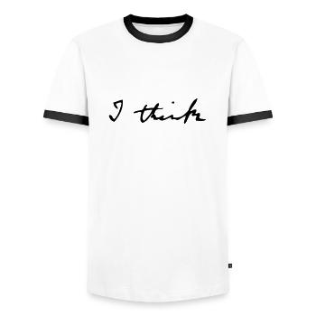 I think - Männer Kontrast-T-Shirt - Weiß/Schwarz - Vorne - AI Model Female 172 light (172cm) & AI Model Male 178 dark (178cm)