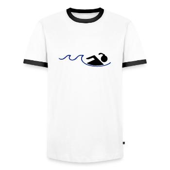 nageur - T-shirt contrasté Homme - blanc/noir - Devant - AI Model Female 172 light (172cm) & AI Model Male 178 dark (178cm)