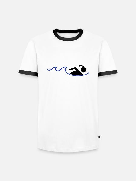 nageur - T-shirt contrasté Homme - blanc/noir