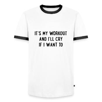 Training - Männer Kontrast-T-Shirt - Weiß/Schwarz - Vorne - AI Model Female 172 light (172cm) & AI Model Male 178 dark (178cm)