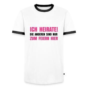 Ich heirate - Männer Kontrast-T-Shirt - Weiß/Schwarz - Vorne - AI Model Female 172 light (172cm) & AI Model Male 178 dark (178cm)