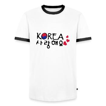 Liebe South Korea in koreanischer Sprache - Männer Kontrast-T-Shirt - Weiß/Schwarz - Vorne - AI Model Female 172 light (172cm) & AI Model Male 178 dark (178cm)