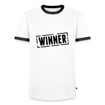 winner_stamp_gg1 - T-shirt contrasté Homme - blanc/noir - Devant - AI Model Female 172 light (172cm) & AI Model Male 178 dark (178cm)