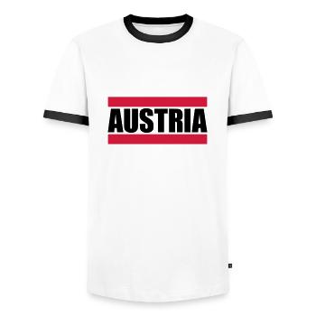 Cool Austria Design - T-shirt contrasté Homme - blanc/noir - Devant - AI Model Female 172 light (172cm) & AI Model Male 178 dark (178cm)