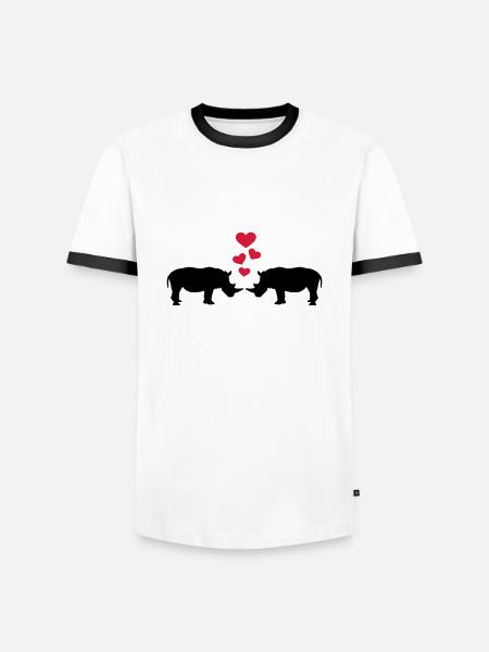 Rhinocéros - T-shirt contrasté Homme - blanc/noir