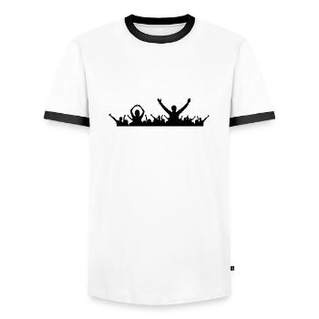 Menschen - Konzert Festival - Männer Kontrast-T-Shirt - Weiß/Schwarz - Vorne - AI Model Female 172 light (172cm) & AI Model Male 178 dark (178cm)