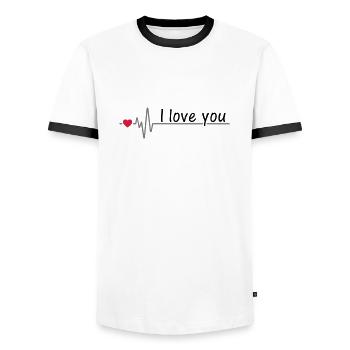 Je t'aime t'aime t'aime petite amie petit ami - T-shirt contrasté Homme - blanc/noir - Devant - AI Model Female 172 light (172cm) & AI Model Male 178 dark (178cm)