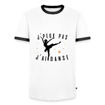 J peux pas j ai danse ballet idée cadeau tshirt - T-shirt contrasté Homme - blanc/noir - Devant - AI Model Female 172 light (172cm) & AI Model Male 178 dark (178cm)