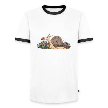 Schnecke - Männer Kontrast-T-Shirt - Weiß/Schwarz - Vorne - AI Model Female 172 light (172cm) & AI Model Male 178 dark (178cm)