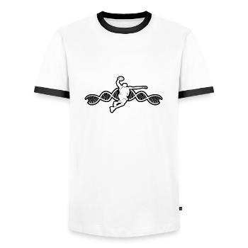 Basketballliebhaber Basketballteam Basketballer - Männer Kontrast-T-Shirt - Weiß/Schwarz - Vorne - AI Model Female 172 light (172cm) & AI Model Male 178 dark (178cm)