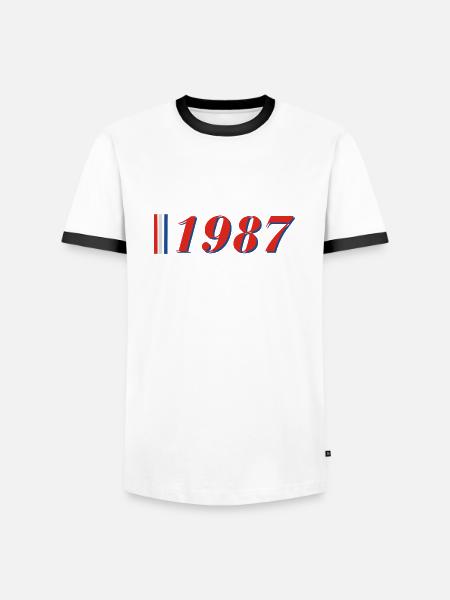 Année 1987 - T-shirt contrasté Homme - blanc/noir