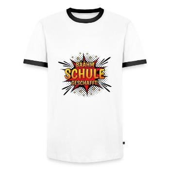 Schule Geschafft Schulabsolvent Schulabgänger - Männer Kontrast-T-Shirt - Weiß/Schwarz - Vorne - AI Model Female 172 light (172cm) & AI Model Male 178 dark (178cm)