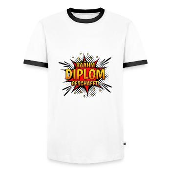 Bäähm Diplom Geschafft - Männer Kontrast-T-Shirt - Weiß/Schwarz - Vorne - AI Model Female 172 light (172cm) & AI Model Male 178 dark (178cm)