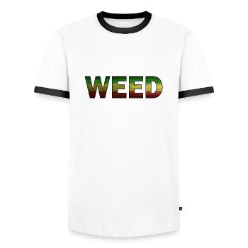 Marijuana Weed Cannabis - Men's Ringer Shirt - white/black - Front - AI Model Female 172 light (172cm) & AI Model Male 178 dark (178cm)