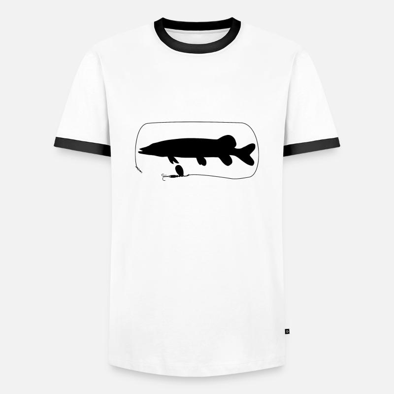 Pike with spinner - Men's Ringer Shirt - white/black