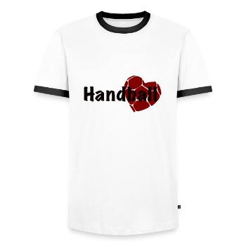 Handball Heart - Men's Ringer Shirt - white/black - Front - AI Model Female 172 light (172cm) & AI Model Male 178 dark (178cm)
