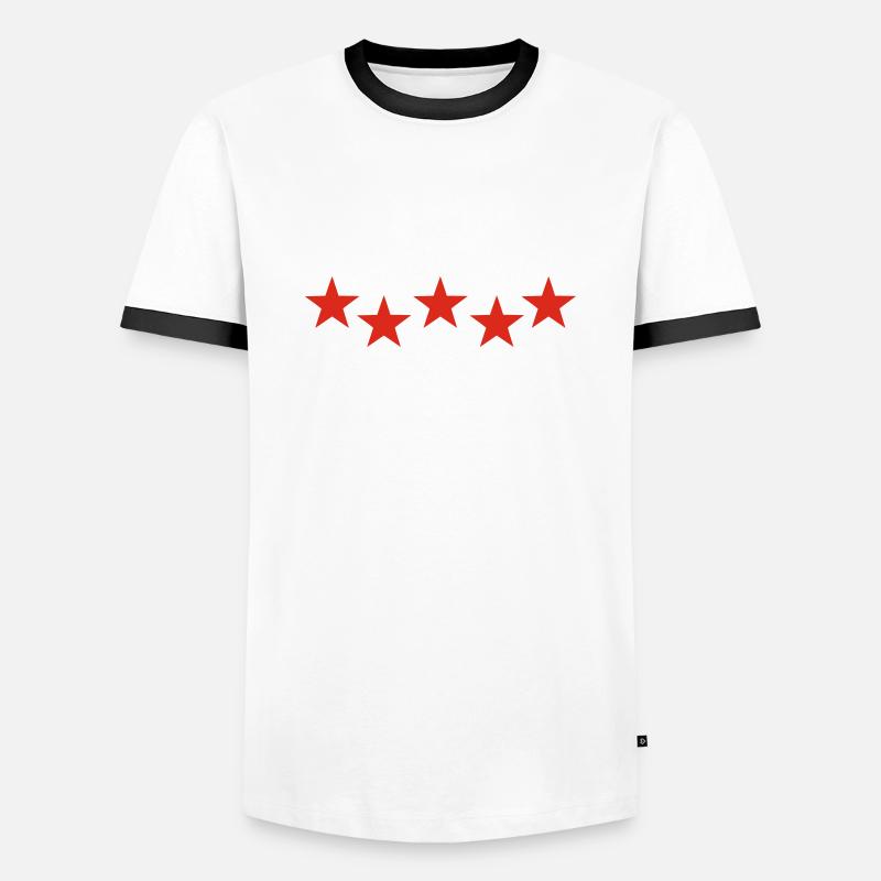 Sterne 5 rote Küchenchef - Männer Kontrast-T-Shirt - Weiß/Schwarz