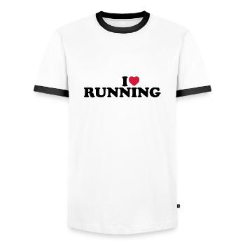 I love running - Men's Ringer Shirt - white/black - Front - AI Model Female 172 light (172cm) & AI Model Male 178 dark (178cm)