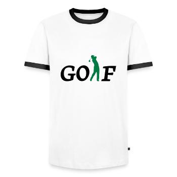 golf - Men's Ringer Shirt - white/black - Front - AI Model Female 172 light (172cm) & AI Model Male 178 dark (178cm)